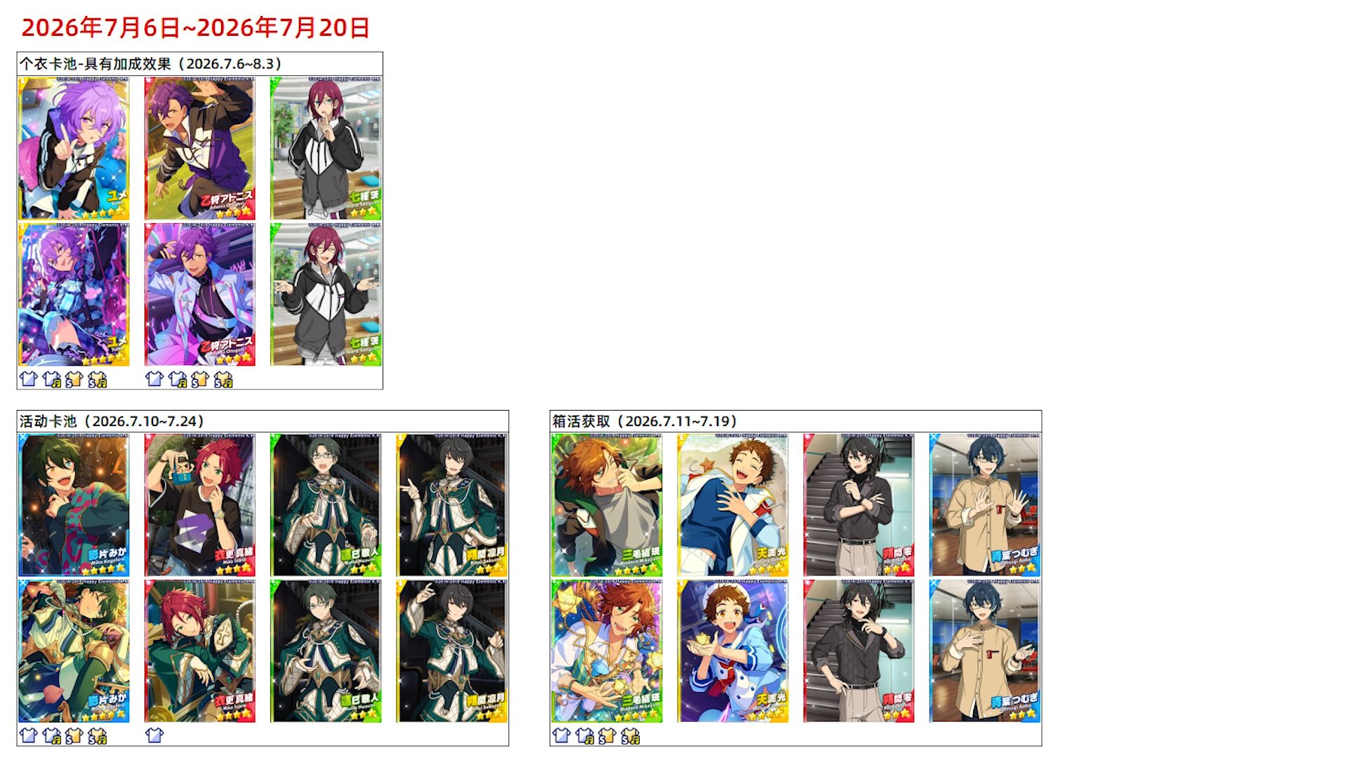 【偶像梦幻祭2/es2】国服（第六轮）千里眼，卡池/活动时间表