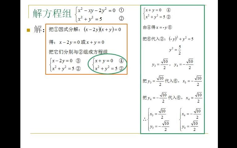 21 6 2 二元二次方程组的解法 哔哩哔哩 Bilibili