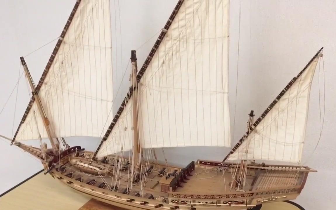Wooden Model ship INDISCRET 1750 鲨鱼号帆船模型木造船欣赏-哔哩哔哩