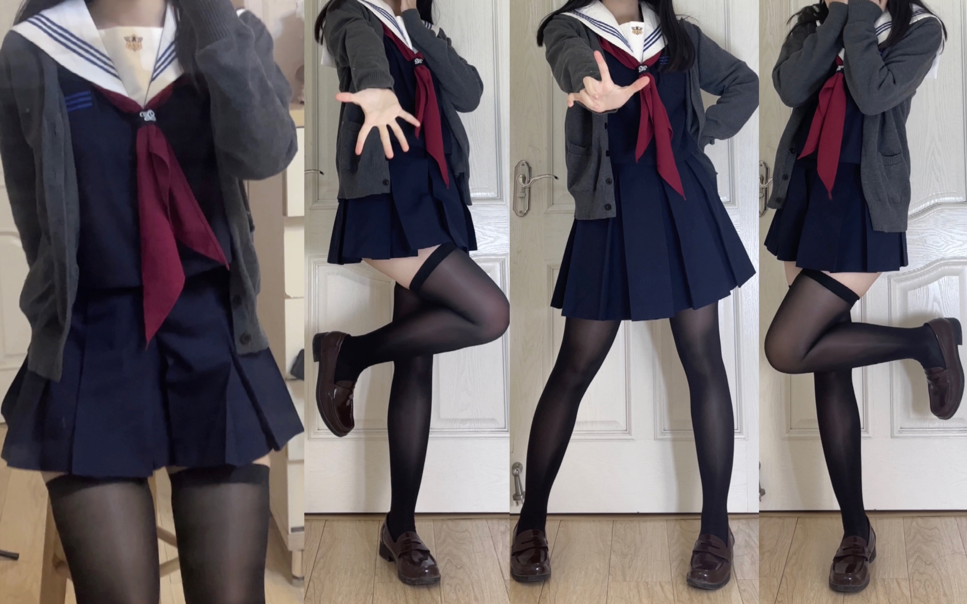 Manga sense pulled together! Hanagonyo Sailor Suit + Knee High Socks + Sweater Cardigan jk uniform wear share