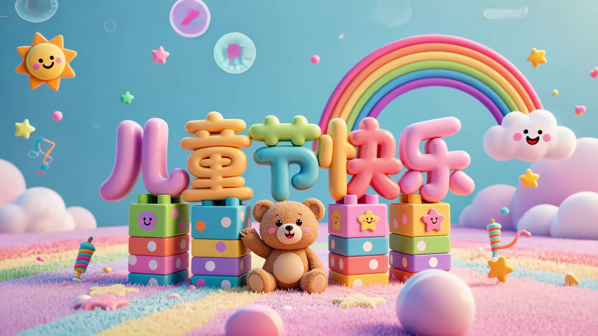 【空镜素材】色彩缤纷的儿童节快乐动态背景