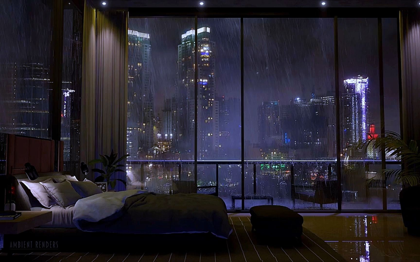 【白噪音】3小时 | 在豪华的卧室欣赏夜雨