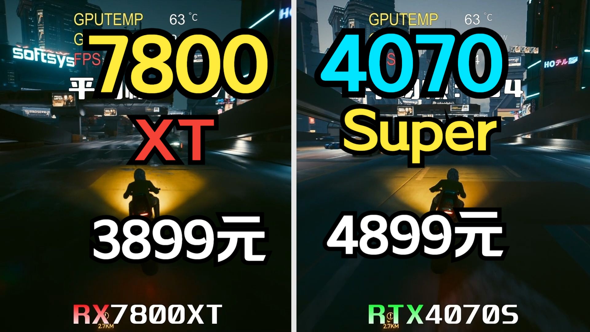 RX7800xt VS RTX4070Super 大型3A 游戏实测对比