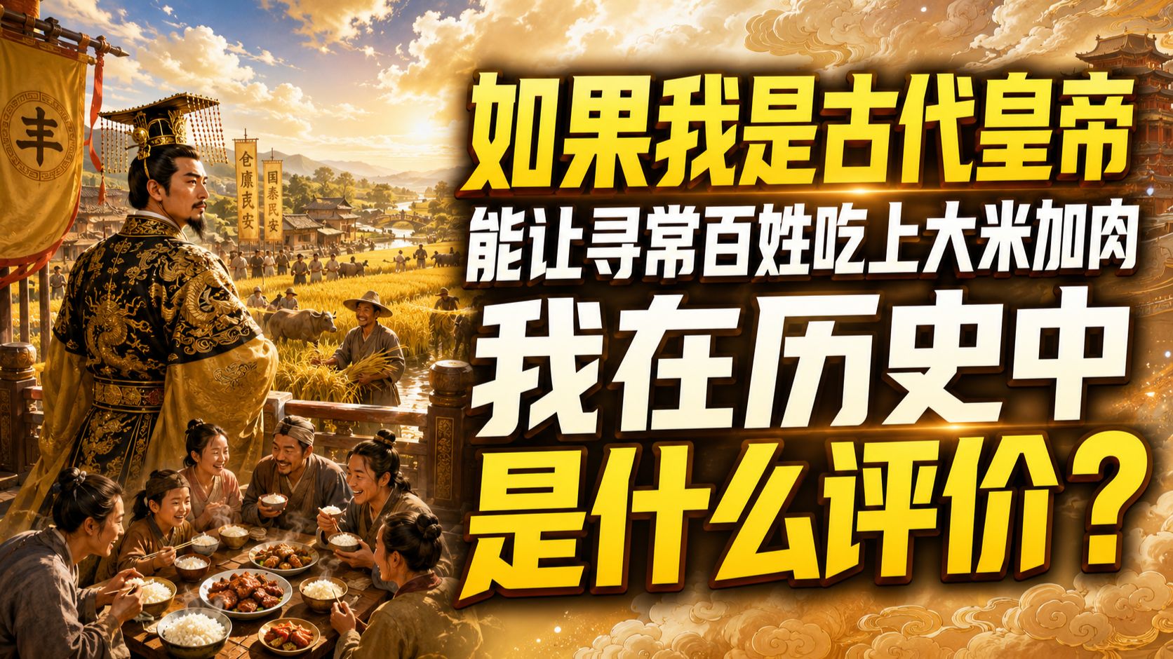 如果我是古代皇帝能让寻常百姓吃上大米加肉，我在历史中是什么评价？
