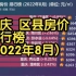 重庆 区县房价 排行榜 (2022年8月), 33个区县房价比比看