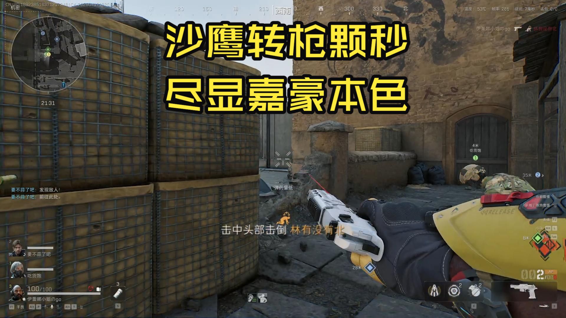 沙鹰转枪灭队，豪到你了吗《沙鹰颗秒21.0》