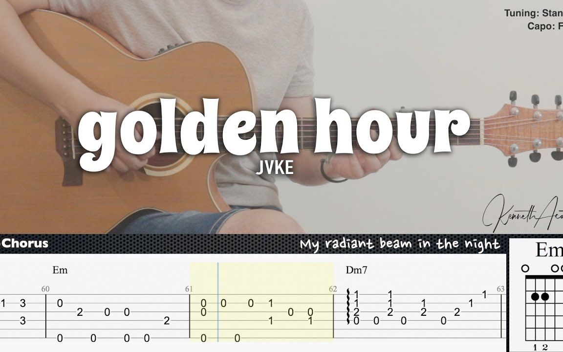 【指弹吉他】《golden hour》和弦 + 歌词，一首高手才能弹的曲子