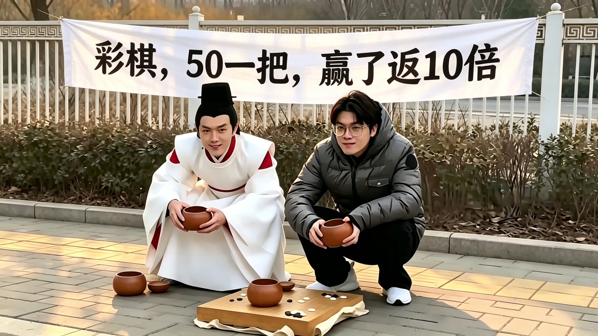 这分明就是老叟和顽童一起戏
