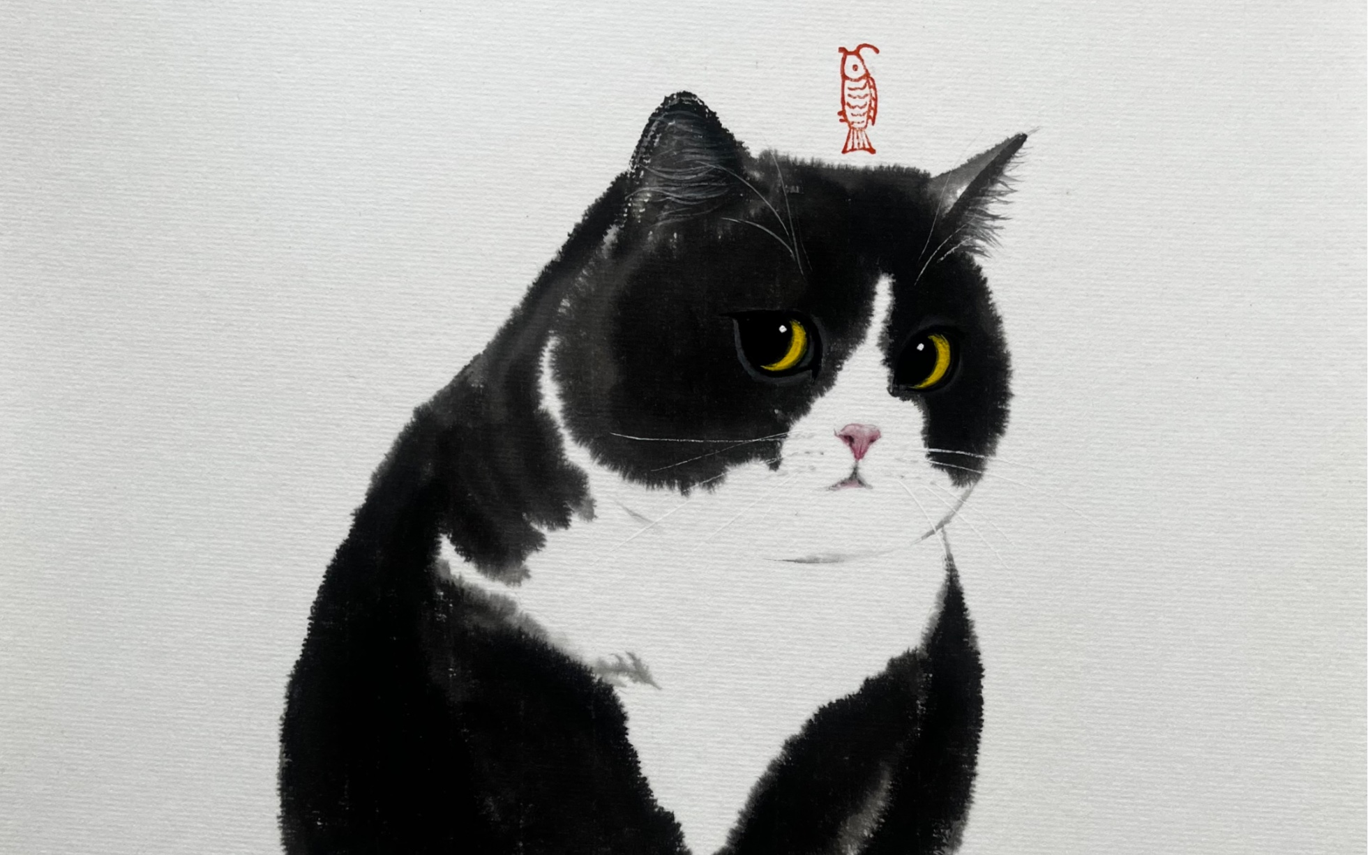 小肥猫 国画猫咪 绘画过程