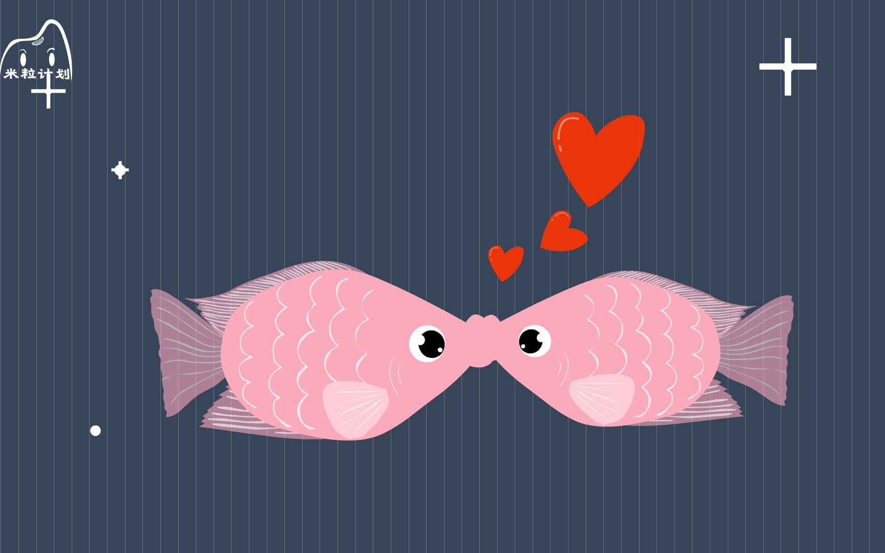 卡通水中亲吻的鱼图片_生物静物_设计元素-图行天下素材网