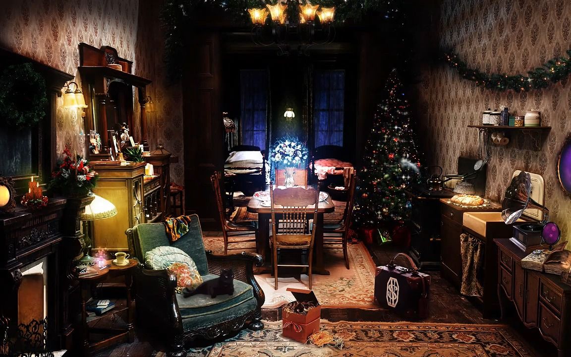 【白噪音】纽约复古公寓里的圣诞晚宴---壁炉/烹饪/烟火/猫咕噜等（2小时）