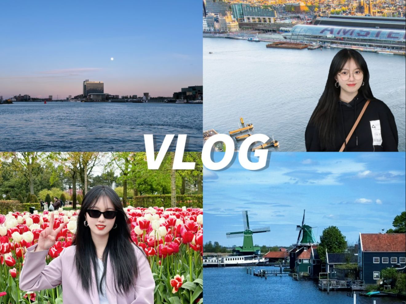 机智的留学生活 EP14 | 阿姆斯特丹旅行记 蓝天风车、粉色晚霞与郁金香的四月