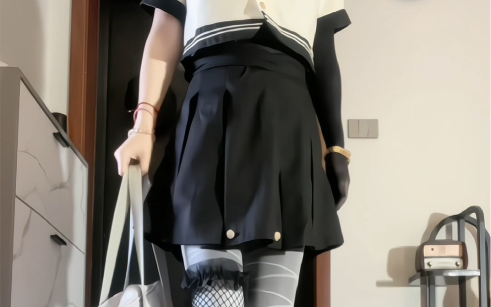 Black silk with white plus net