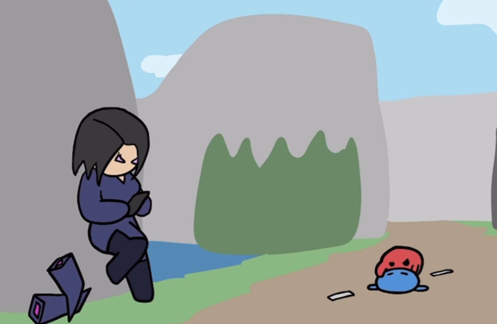 A bloodbath caused by an eye