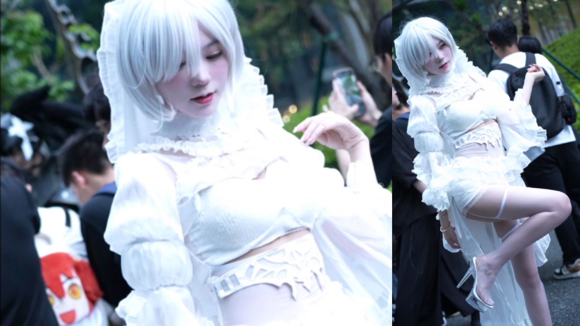 【White 2b Flower Wedding】-Because of love only, long thin legs.