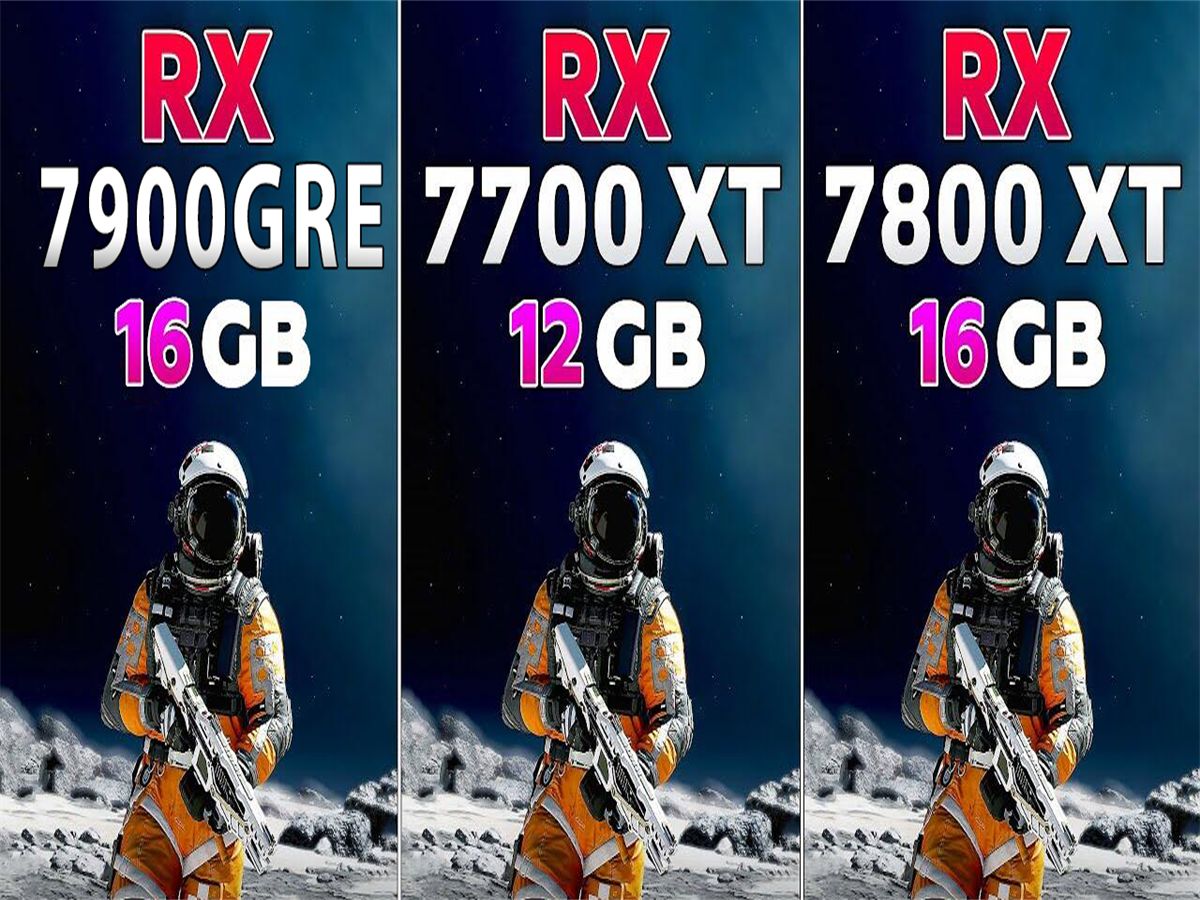 RX 7700XT 12G vs RX 7800XT、7900GRE 16G  显卡对比（共3个分辨率测试，CPU为R7 7800X3D）