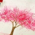 【颜彩】用滴撒的技法画一株春天的花树~线稿和完成图请相册自取