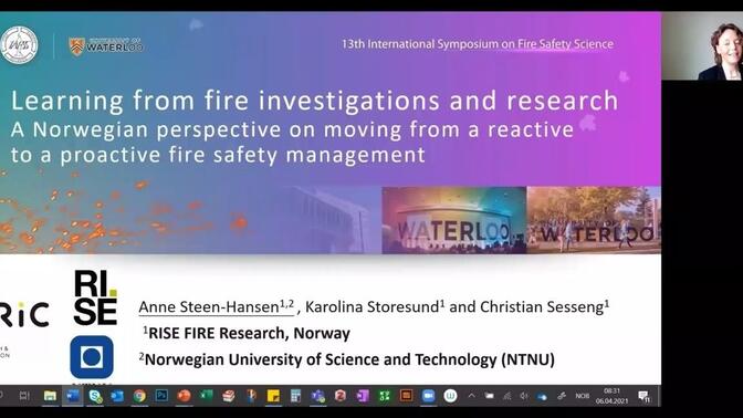 2021国际火灾科学大会 特邀报告：从火灾调查和研究中学习 —— 挪威科技大学AnneSteen-Hanse教授