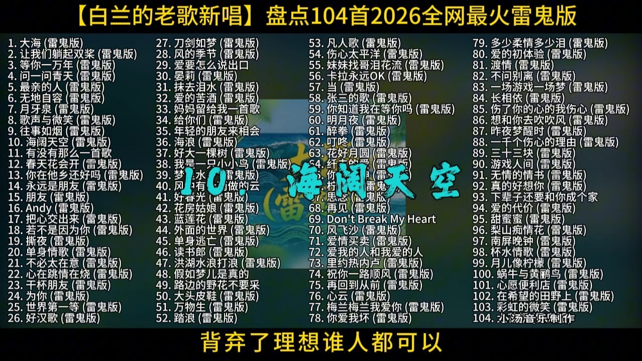耗时560分钟整理制作，全网最全歌单，每一首都有属于它的故事，盘点白兰的104首雷鬼版