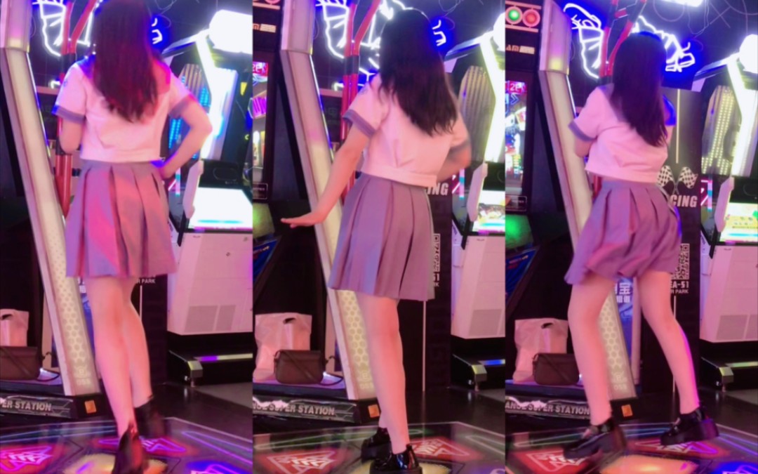 The lesbians are exposing their attributes at the dance machine!