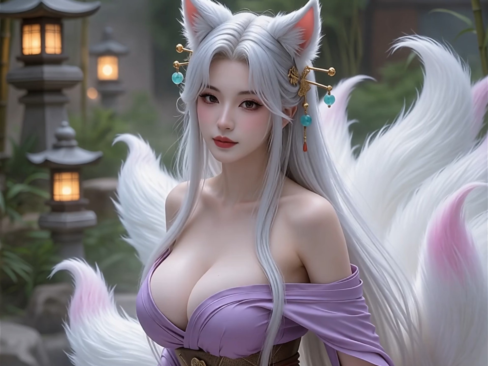 【AI剧场】千年九尾狐美女体内的魔气发作，法力尽失，变回了原形