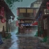 日本的路、雨、街道、商店