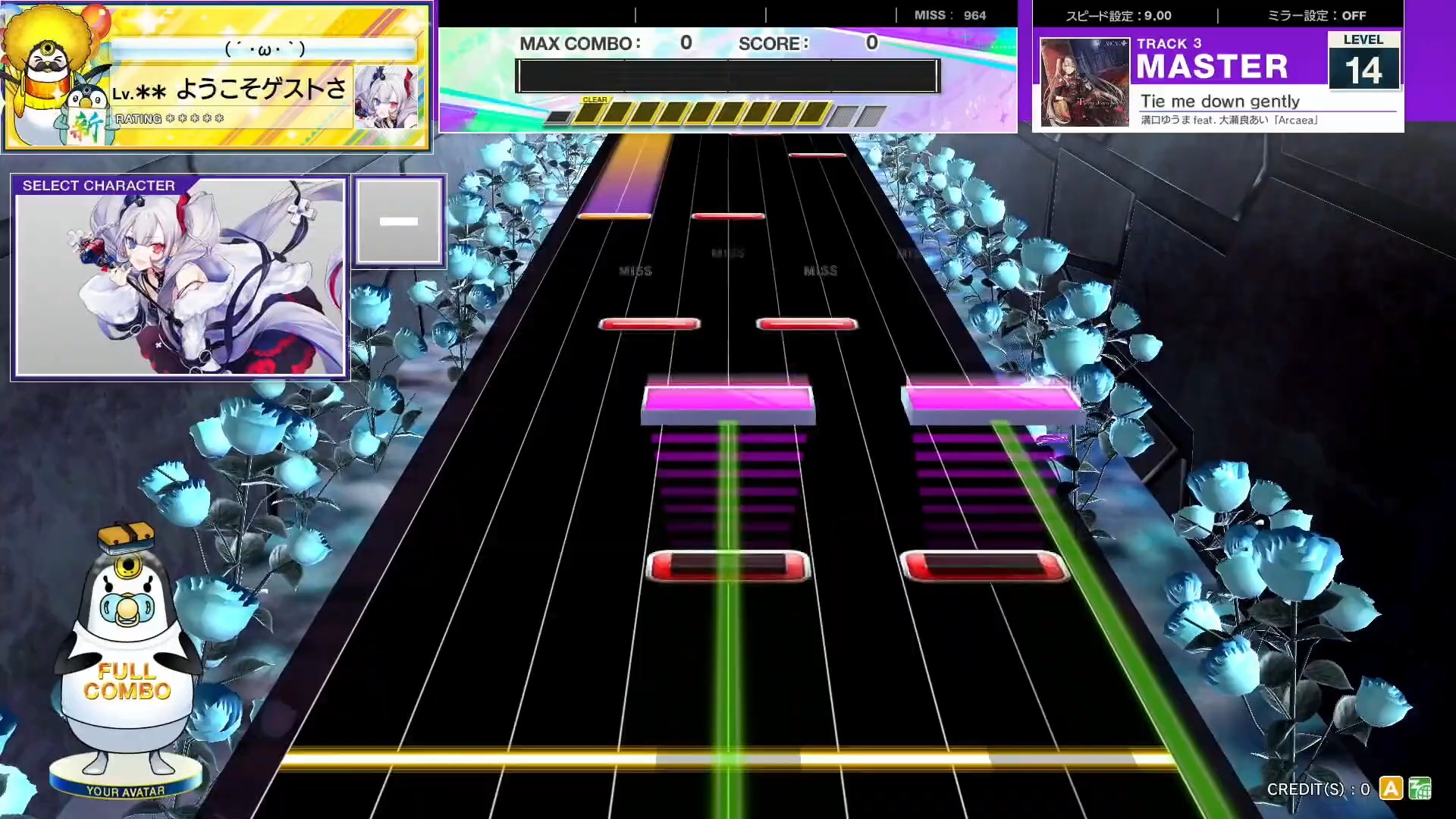 【CHUNITHM/中二节奏】谱面确认 Tie me down gently [MASTER 14］(流速9.0)