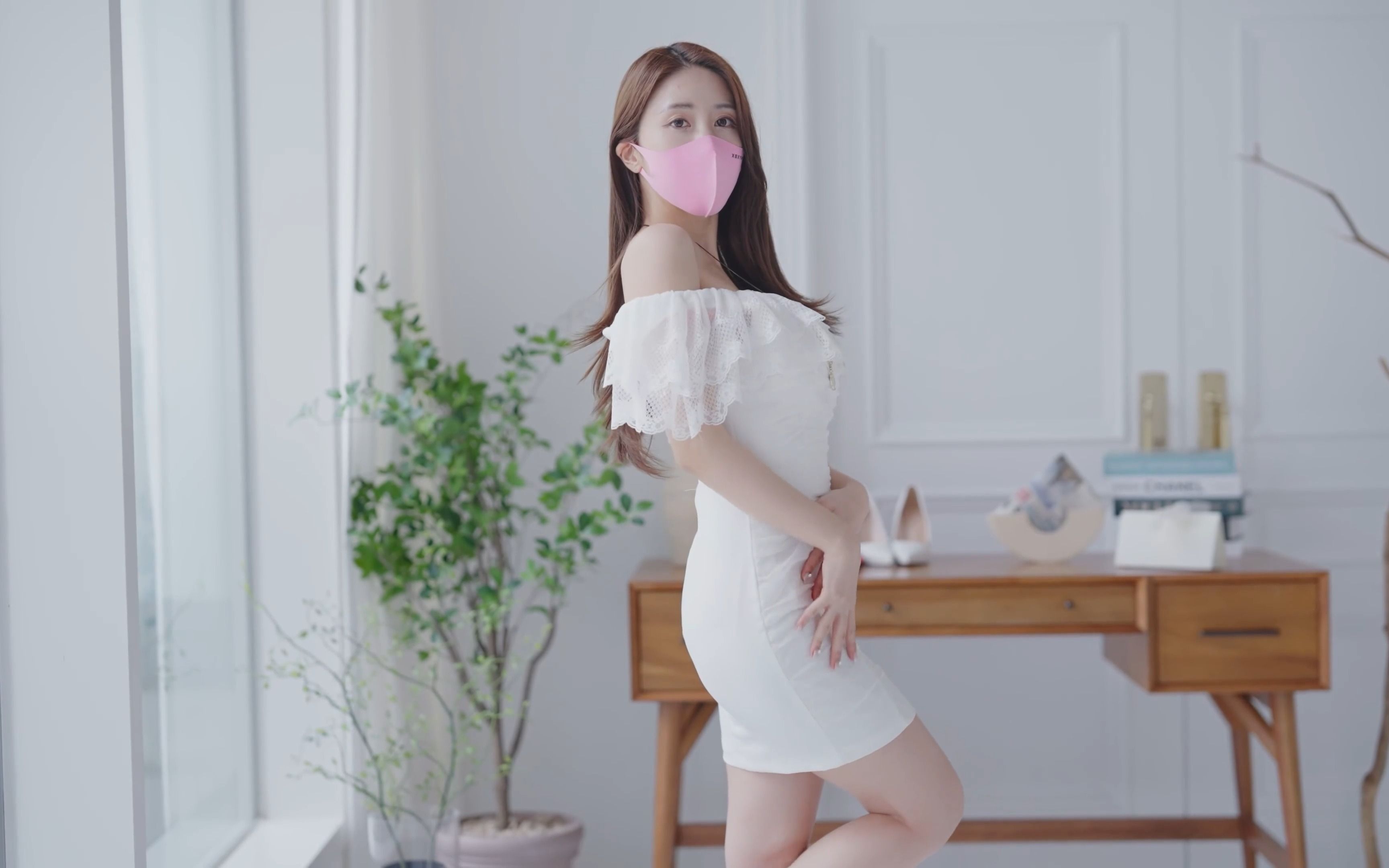 Miss rose's one-shoulder romper wrap dress outfit