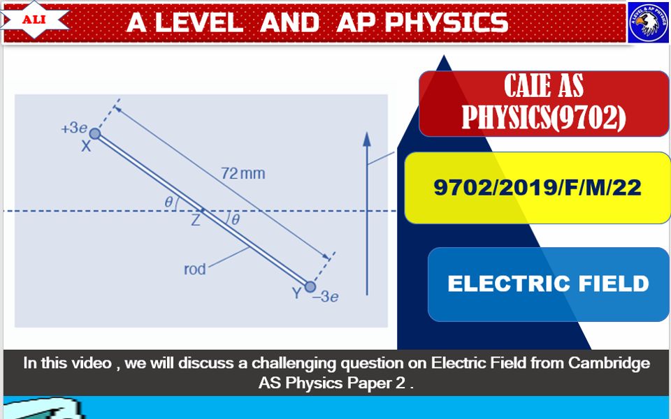 CAIE AS Physics Paper 22 Solution -2019 Feb March 22 Q4 -Electric Field ...