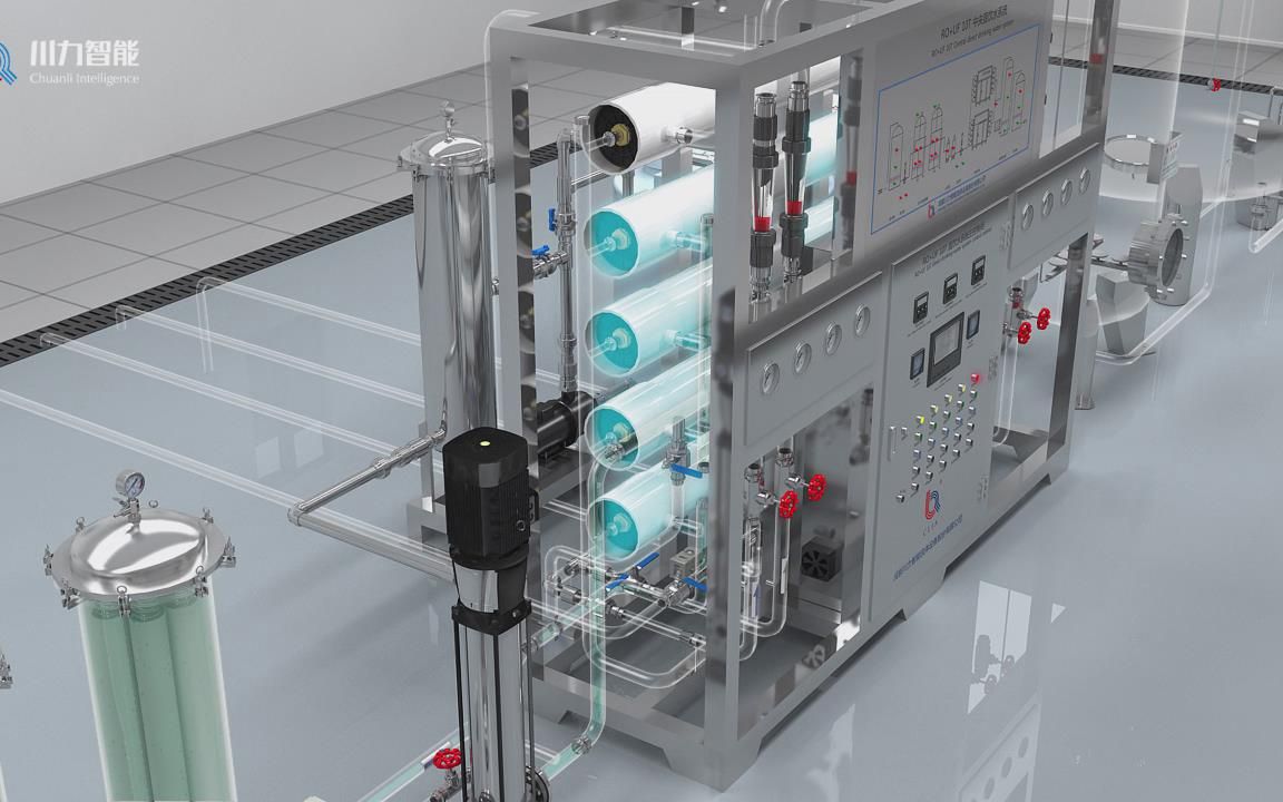 直饮水设备水处理净化工艺流程动画-生产线动画-巨浪视觉