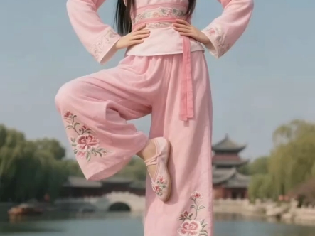 可爱小师妹站在师兄头顶上玩闹！