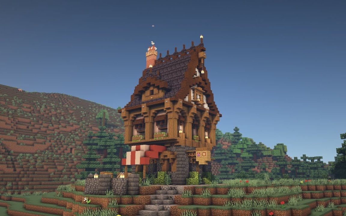 HRZY BuildsMinecraft 建筑教程 梦幻漂浮的房子搬运