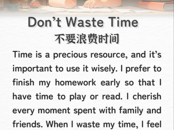 📚小学少儿每日英语晨读短文｜不要浪费时间