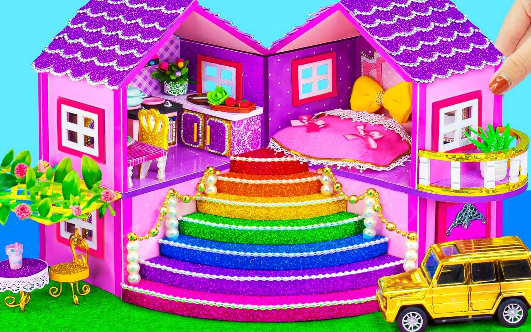DIY迷你小屋：教你打造一个独栋户外小别墅，还有彩虹阶梯哦！