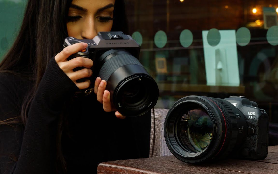 Canon RF 85mm f1.2 vs Hasselblad 80mm f1.9 (X1D II vs EOS R5)_哔哩哔哩_bilibili