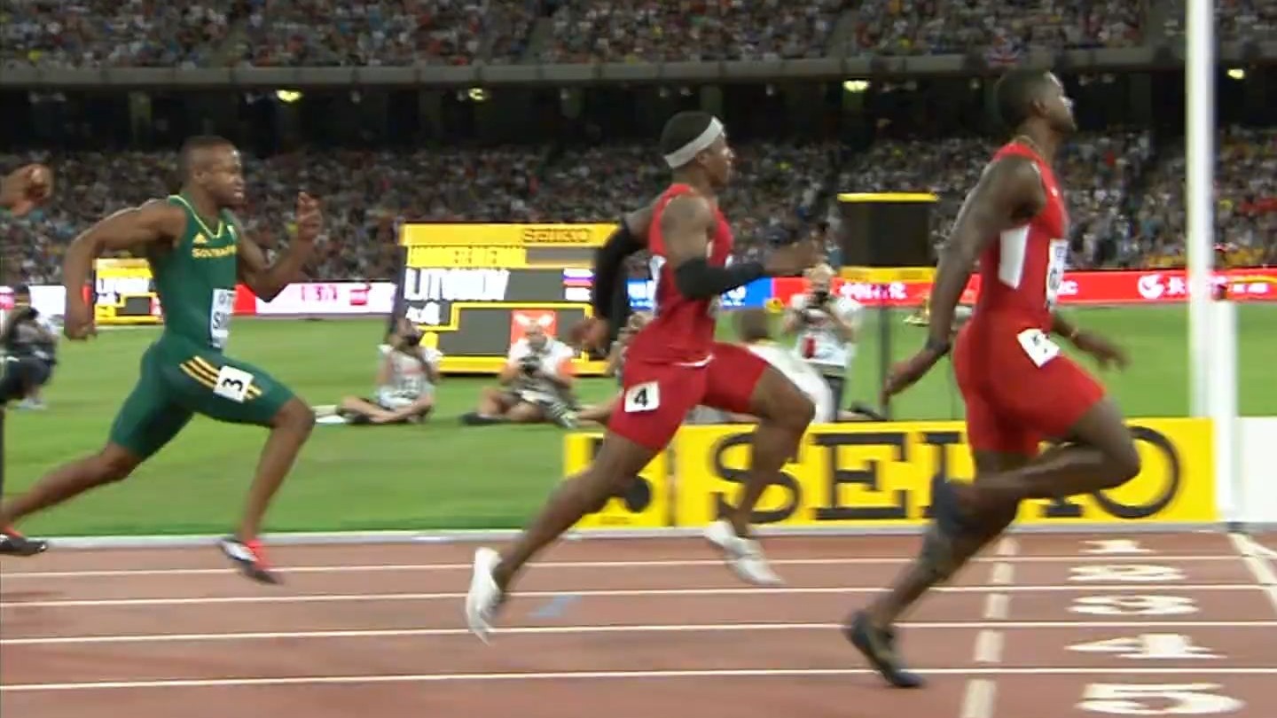 【1080P50帧】加特林9.77游刃有余 2015北京世锦赛男子100米半决赛第二组