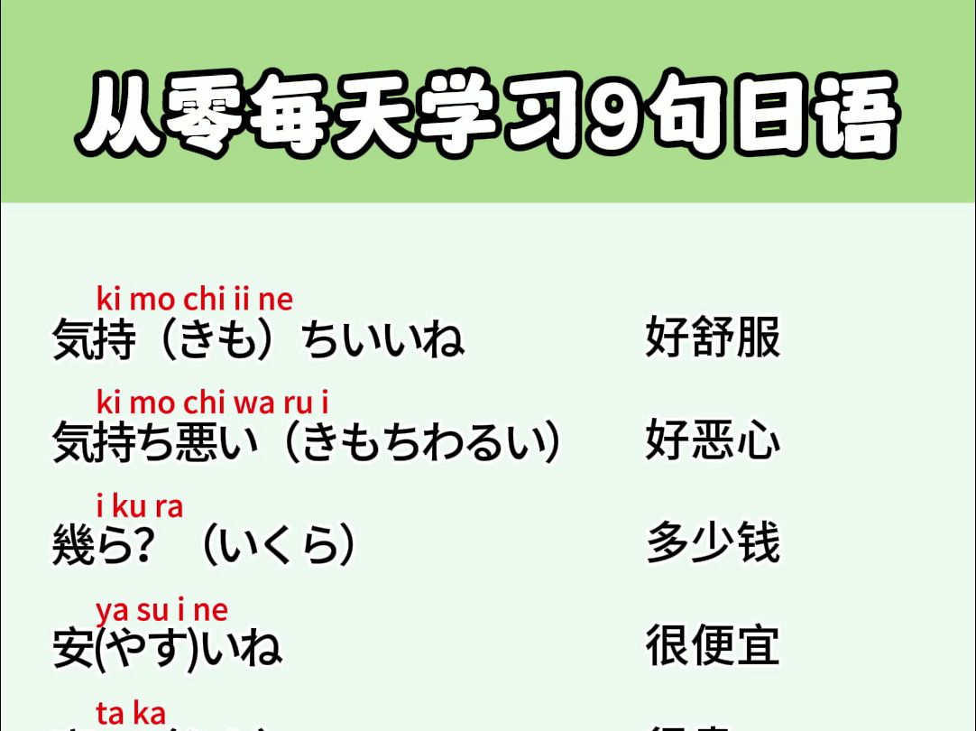 从零开始每天学9句日语 （6）