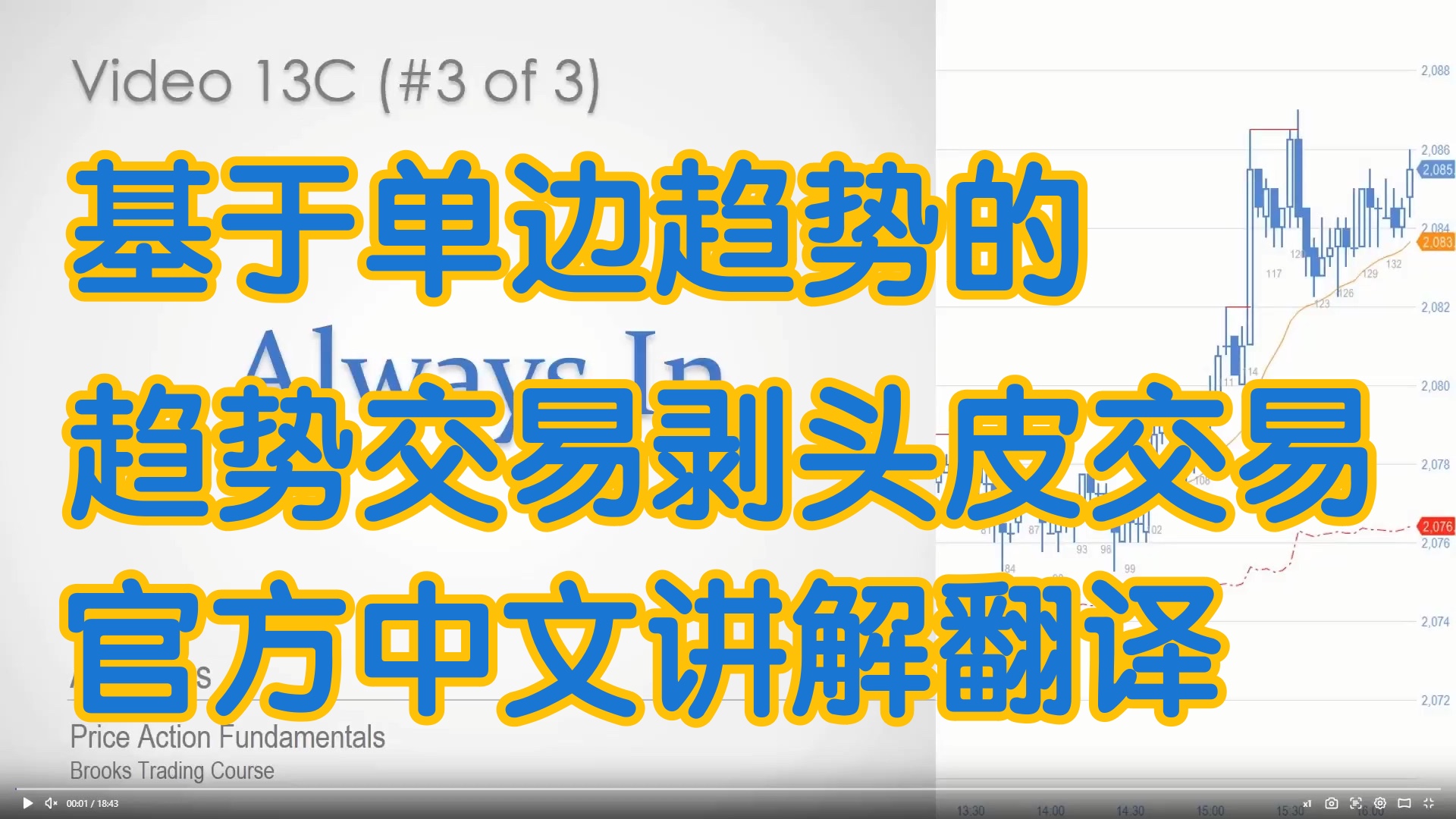 价格行为 - 13C Always In基于单边趋势交易和剥头皮交易 - 官方中文配音 AL Brooks Price Action阿尔布鲁克斯 学委 方方土