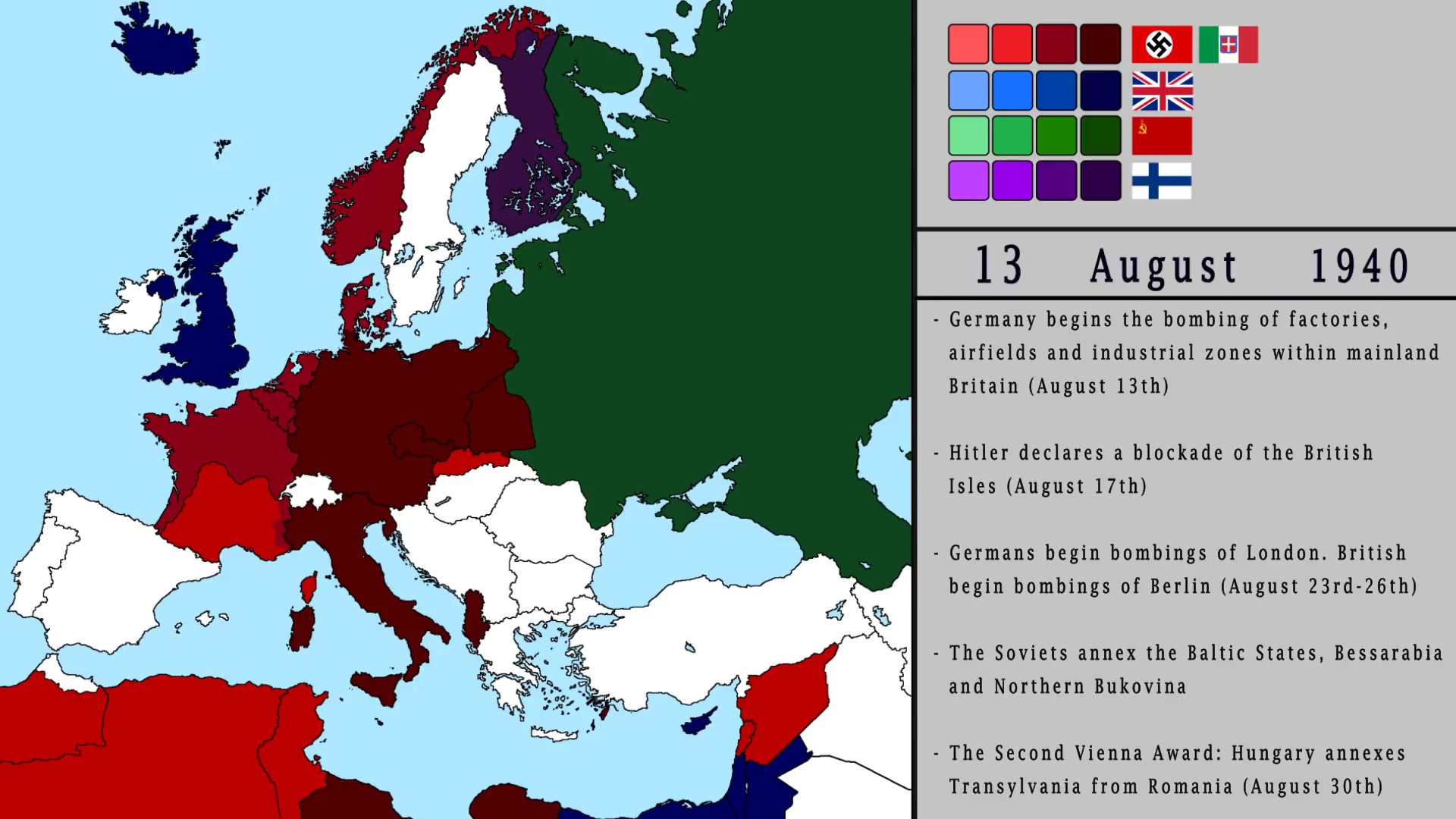 第二次世界大战欧洲战场状况地图-1939-1945