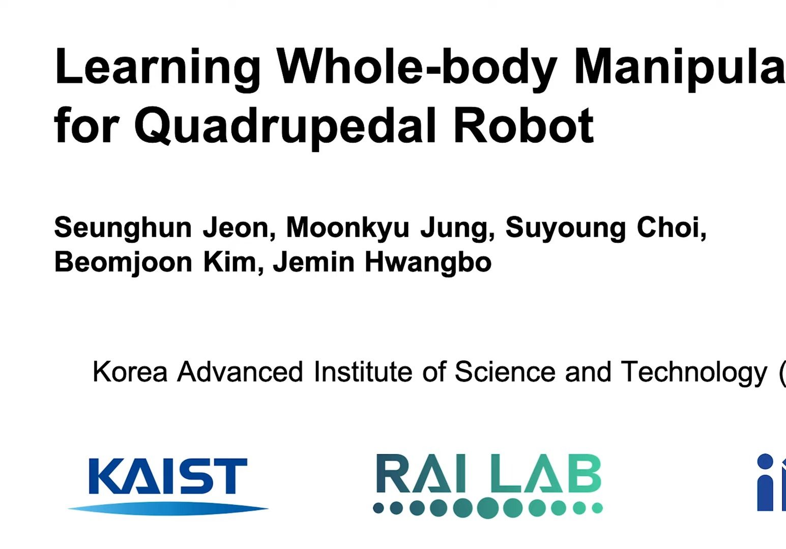 Learning whole-body manipulation for quadrupedal robot