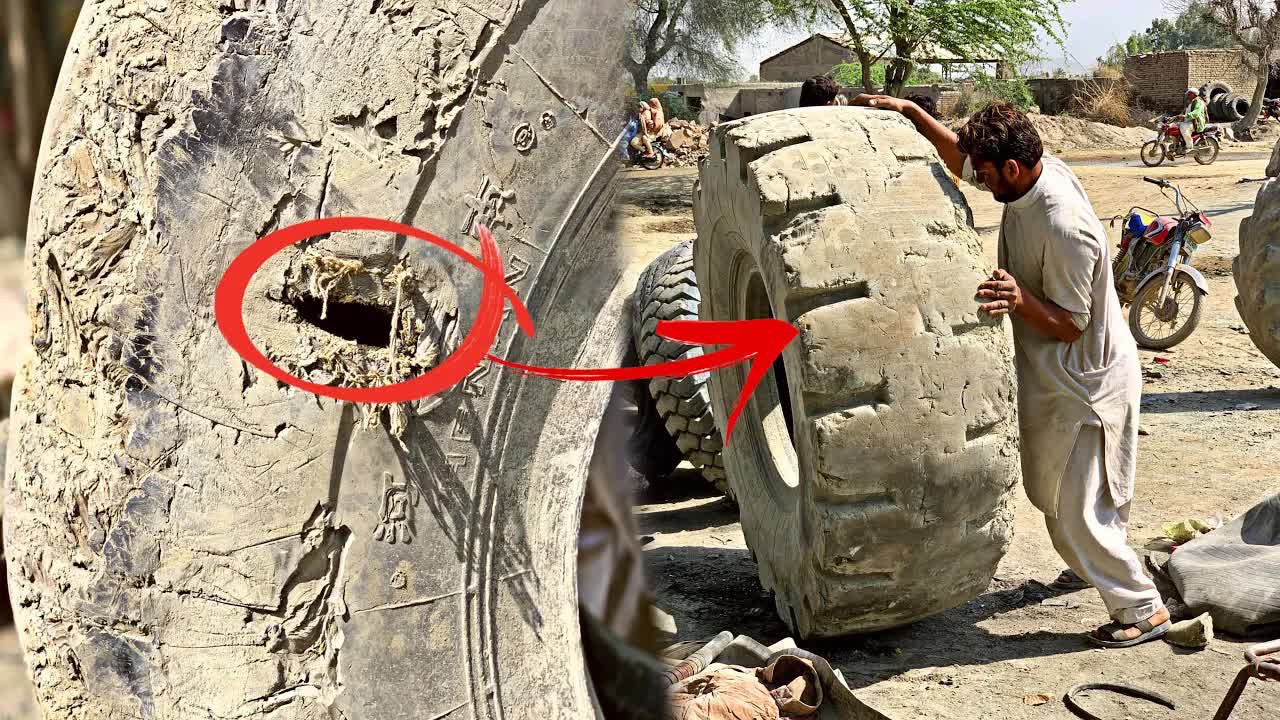 巴基斯坦是如何维修大型轮胎的