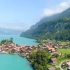 航拍瑞士湖边的城市和小镇