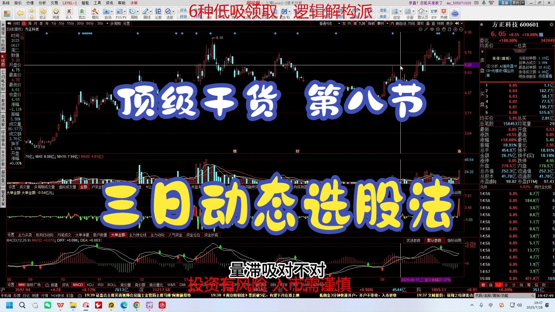 【天地同力】顶级干货，第八节，三日动态选股法