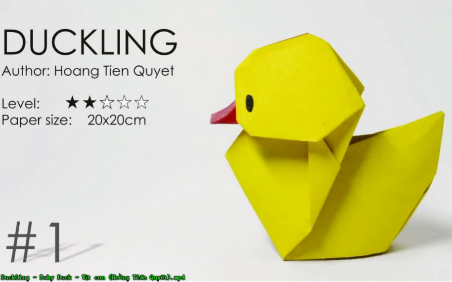 折纸教程-小黄鸭 origami duckling - baby duck - vt