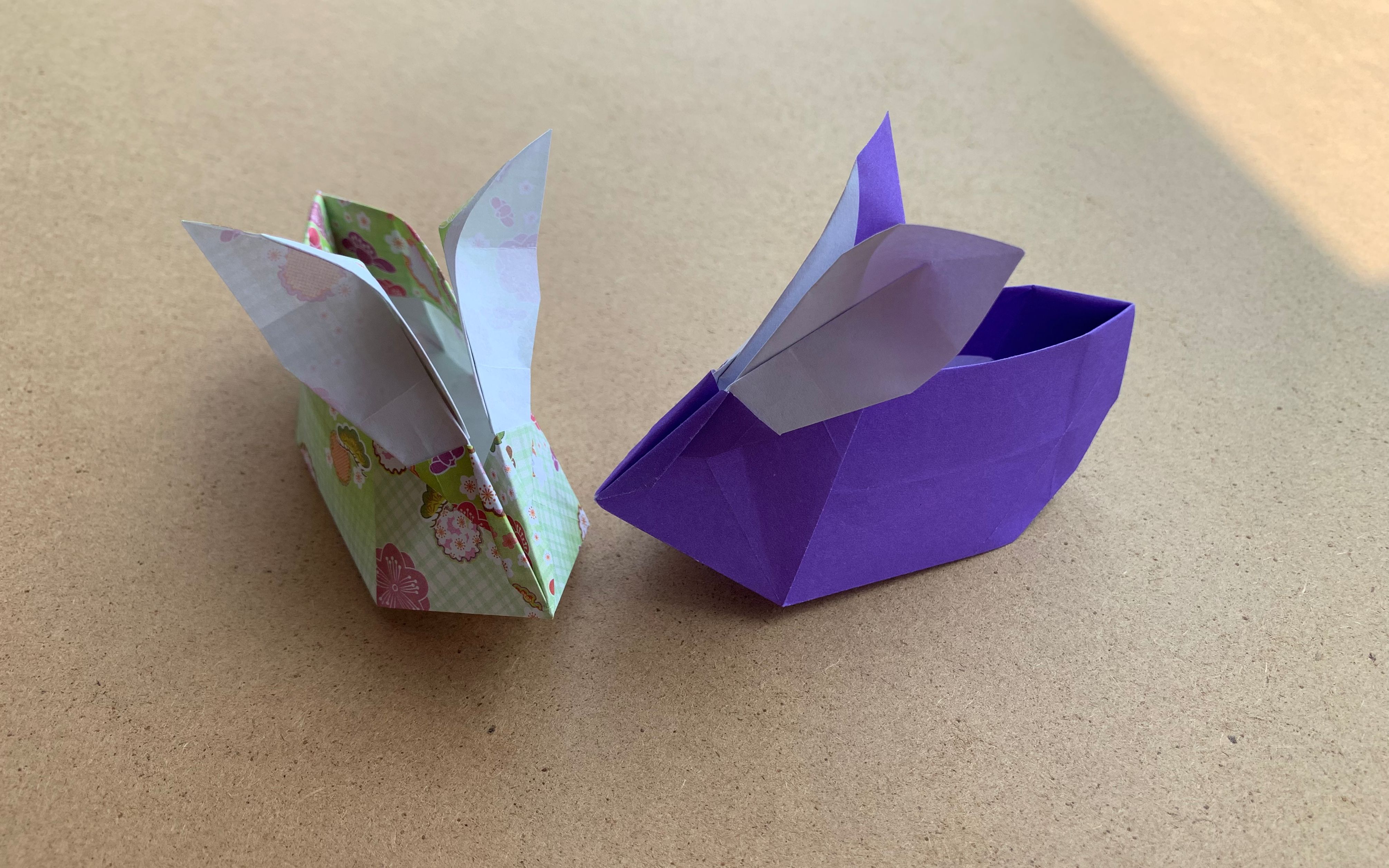 折纸教程简单的兔子收纳盒也是兔子船哦