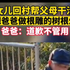 六安一女子称回老家帮父母干活，不料误把爸爸做根雕的树根烧了