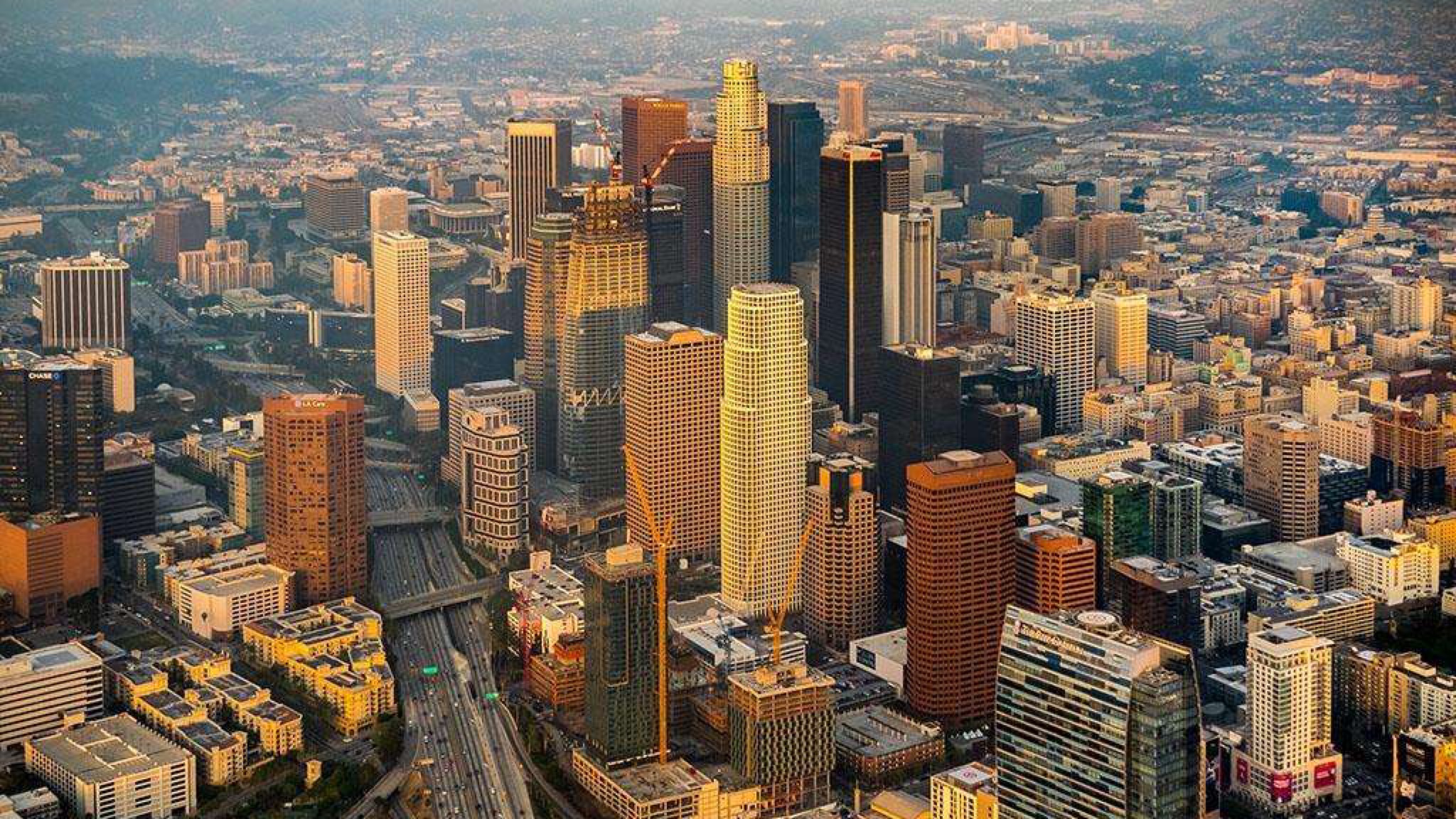 【航拍】 洛杉矶 gdp7531亿美元 人口397万 城市天际线|延时摄影