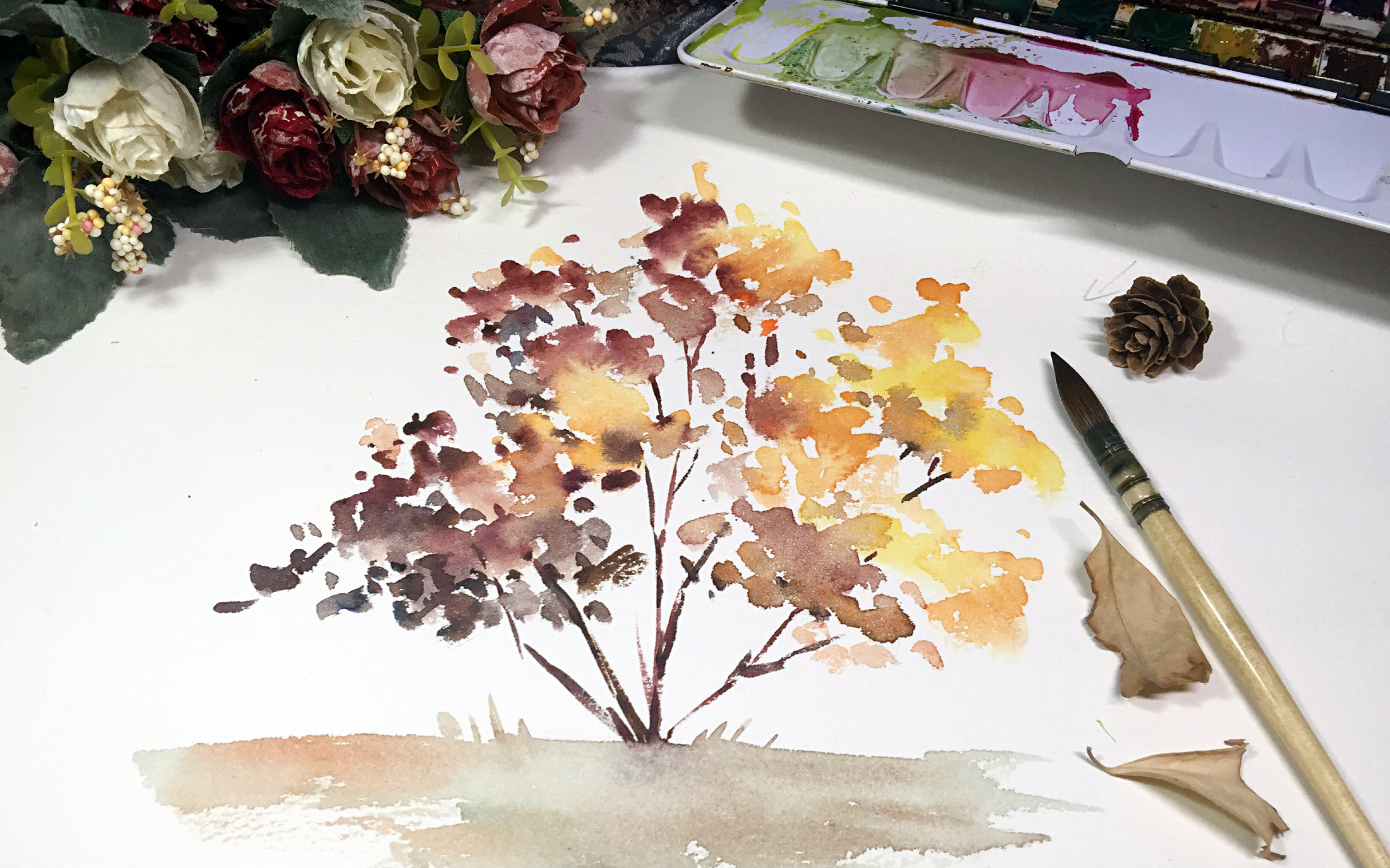 @娜Naland水彩之树的画法视频在线观看