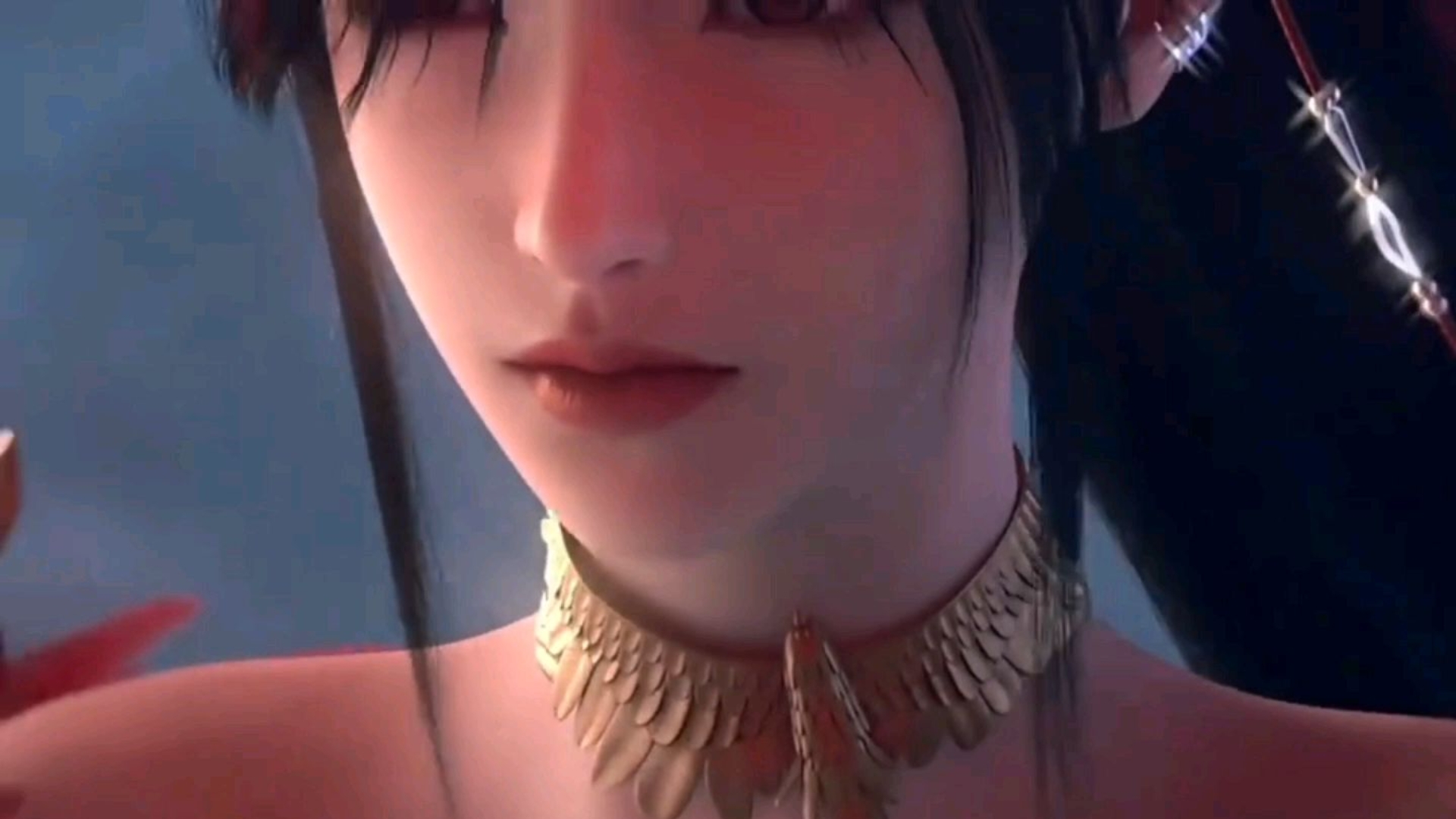 A red dress and a red umbrella crunching and killing!