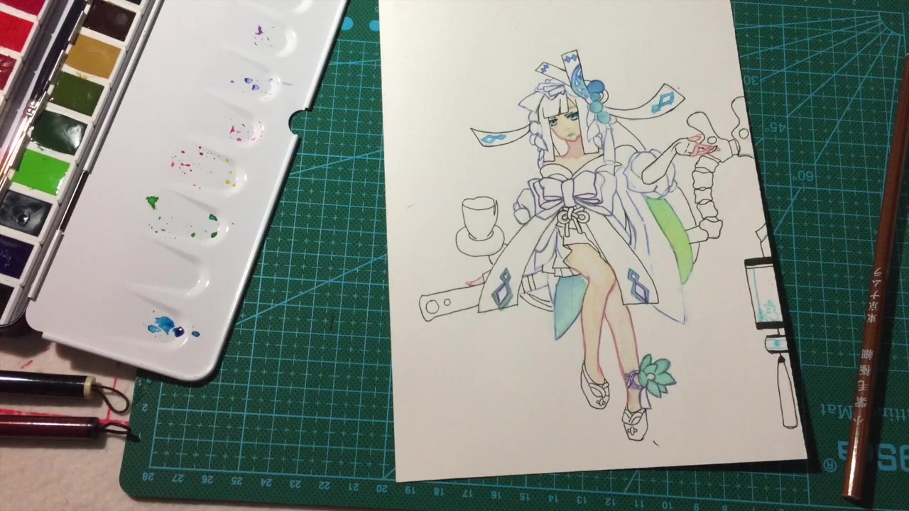 【水彩】阴阳师青行灯水彩手绘初投稿